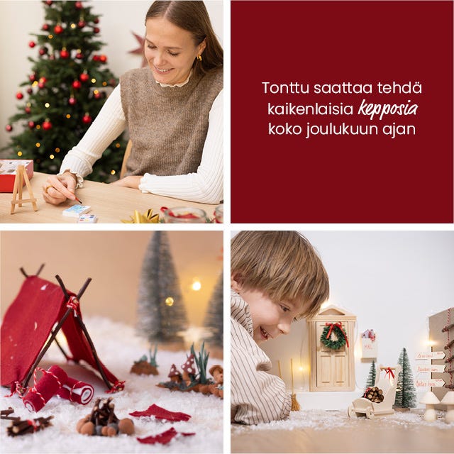 Kollaasi tontun ovella. Inspiroivia kuvia.