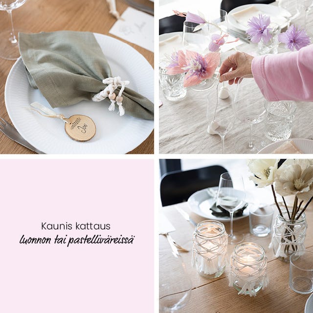 Collagekuva juhlava kattaus