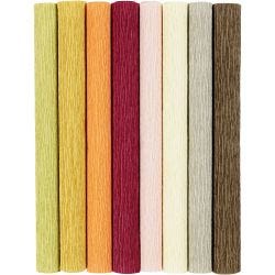 Kreppipaperi, arkki 25x60 cm, Jonka joustavuus: 180%, 105 g, murretut värit, 8ark/ 1 pkt