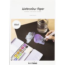 Vesiväripaperi, A4, arkki 210x297 mm, 230 g, musta, 15ark/ 1 pkt