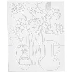 Printtikuvioitu maalauspohja, Kukka-asetelma, S: 1,6 cm, koko 24x30 cm, 360 g, 1 kpl