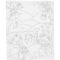 Printtikuvioitu maalauspohja, Kukkamaisema, S: 1,6 cm, koko 24x30 cm, 360 g, 1 kpl