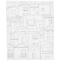 Printtikuvioitu maalauspohja, Kaupunki, S: 1,6 cm, koko 24x30 cm, 360 g, 1 kpl