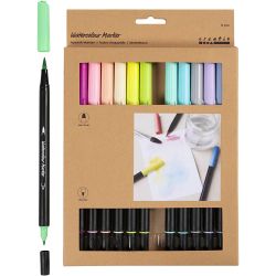 Vesiväritussit, Pastelli, paksuus 2+4-8 mm, värilajitelma, 12kpl/ 1 pkt