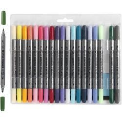 Tekstiilitussit, paksuus 2,3+3,6 mm, lisävärit, 20 kpl/ 1 pkt