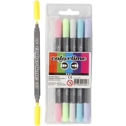Colortime Tussit, paksuus 2,3+3,6 mm, pastellivärit, 6 kpl/ 1 pkt