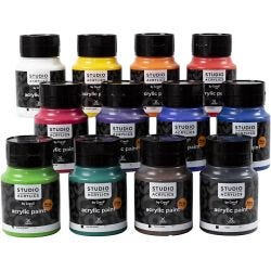 Creall Studio -Akryylimaali, värilajitelma, 12x500 ml/ 1 pkt