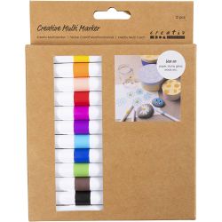 Creative Multi Marker -Tussi, paksuus 4 mm, värilajitelma, 12 kpl/ 1 pkt