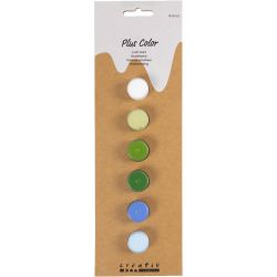 Plus Color -askartelumaali, vihreä/sinisävyt, 6x5ml/ 1 pkt