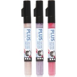 Plus Color -tussi, Pit. 14,5 cm, paksuus 1-2 mm, fuchsia, dusty rose, tumma lila, 5,5 ml, 3 kpl/ 1 pkt