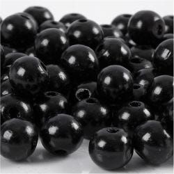 Puuhelmet, halk. 10 mm, aukon koko 3 mm, musta, 20 g/ 1 pkt