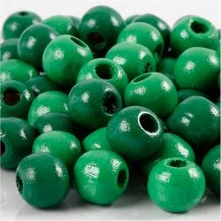 Puuhelmet, halk. 10 mm, aukon koko 3 mm, vihreä, 20 g/ 1 pkt