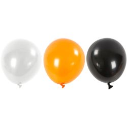 Ilmapallot, pyöreät, 23-26 cm, musta, oranssi, valkoinen, 10kpl/ 1 pkt