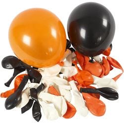 Ilmapallot, pyöreät, halk. 23-26 cm, musta, oranssi, valkoinen, 100kpl/ 1 pkt