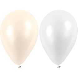 Ilmapallot, pyöreät, 23 cm, valkoinen, helmiäinen, 10kpl/ 1 pkt