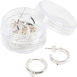 Rengaskorvakorut silmukalla, 15 mm, 3 mm, hopeanväriset, 2x2pari/ 1 pkt