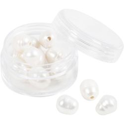 Makeanvedenhelmet, Rei'itetty pitkittäissuunnassa, halk. 9-11 mm, aukon koko 2 mm, helmiäinen, 13kpl/ 1 pkt