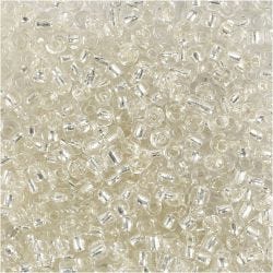Rocaille-siemenhelmet, halk. 3 mm, koko 8/0, aukon koko 0,6-1,0 mm, hopea, 25 g/ 1 pkt