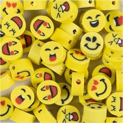 Kuviohelmet, Emoji, halk. 10 mm, aukon koko 1,5 mm, 60 kpl/ 1 pkt