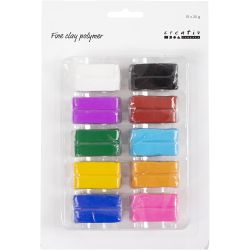 Fine Clay polymeerimassa, värikäs, 10x20g/ 1 pkt