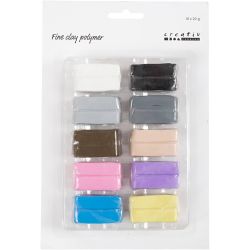 Fine Clay polymeerimassa, pastellivärit, 10x20g/ 1 pkt