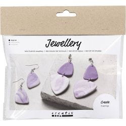 Askartelusetti Mini Korut, Marmorikuvioiset korvakorut, vaaleanvioletti, 1pkk/ 1 pkt
