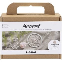 Askartelusetti Mini Makramee, Unisieppari ruusukvartsikristallilla, vaaleanrosa, valkoinen, 1 pkk/ 1 pkt