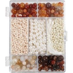 Askartelupaketti Korut, Akaatit, koko 2,6-10 mm, aukon koko 0,8-1,8 mm, värilajitelma, 1pkk/ 1 pkt