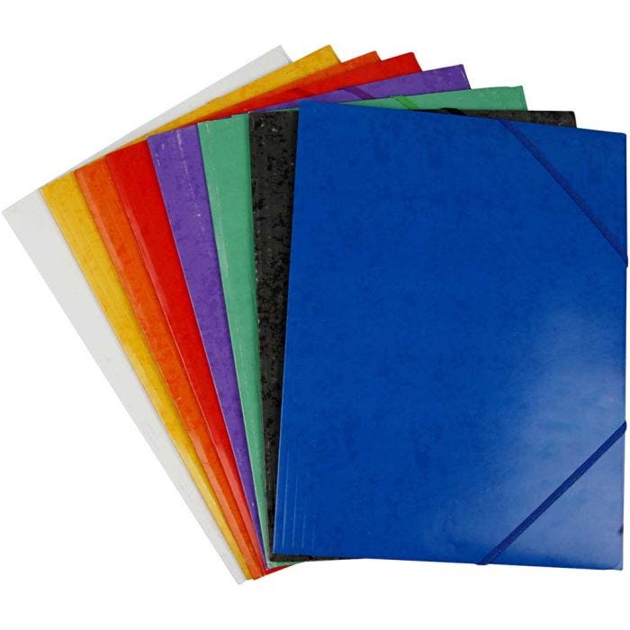 Kulmalukkokansiot, A4, koko 22,9×32,4 cm, värilajitelma, 8x3 kpl, 24 kpl/ 1 pkt