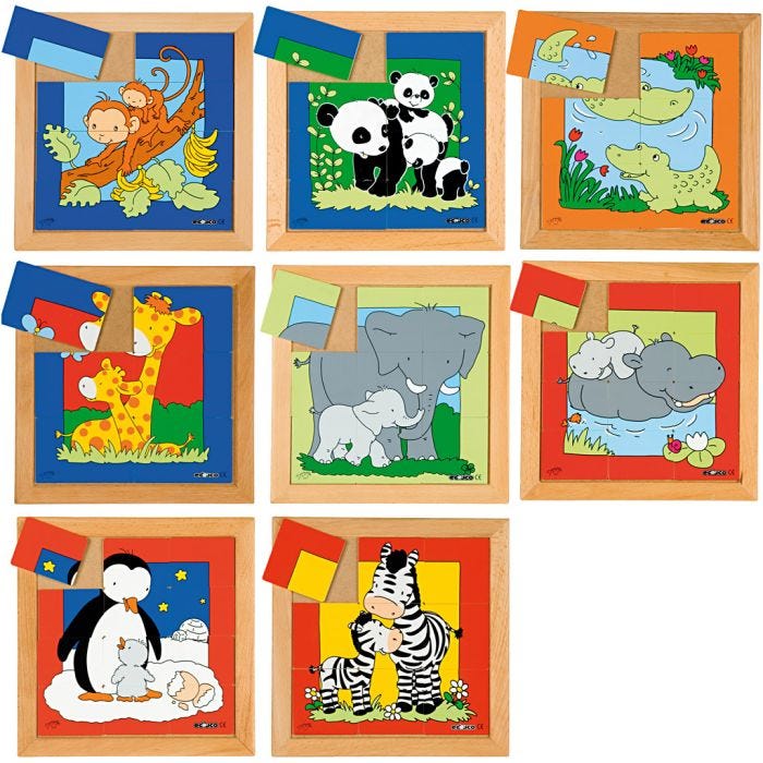 Palapeli eläinemo ja pentu, koko 24x24 cm, 6-12 kappaletta, 8kpl/ 1 set
