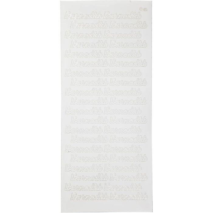 Ääriviivatarra, barnedåb, arkki 10x23 cm, valkoinen, 1 ark