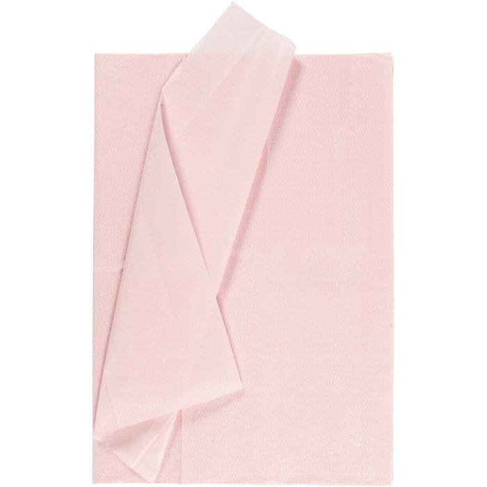 Silkkipaperi, pisteillä, arkki 50x70 cm, 14 g, vaaleanpunainen, 6 ark/ 1 pkt