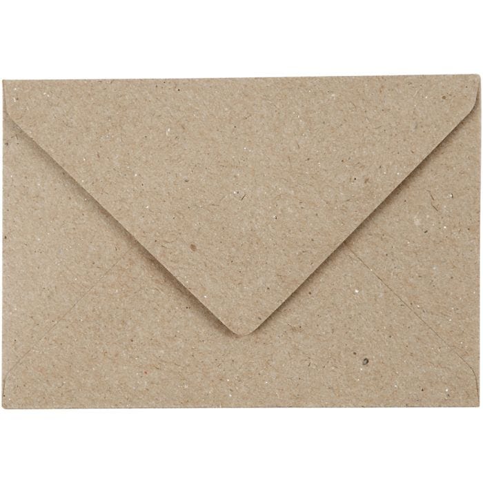 Kierrätetty kirjekuori, kirjekuoren koko 7,8x11,5 cm, 120 g, luonnonrusk., 50 kpl/ 1 pkt
