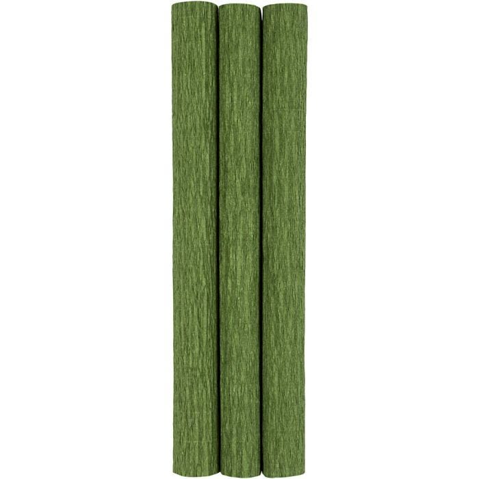 Kreppipaperi, arkki 25x60 cm, Jonka joustavuus: 180%, 105 g, keväänvihreä, 3 ark/ 1 pkt