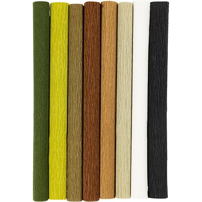 Kreppipaperi, arkki 25x60 cm, Jonka joustavuus: 180%, 105 g, luonnonrusk., 8 ark/ 1 pkt