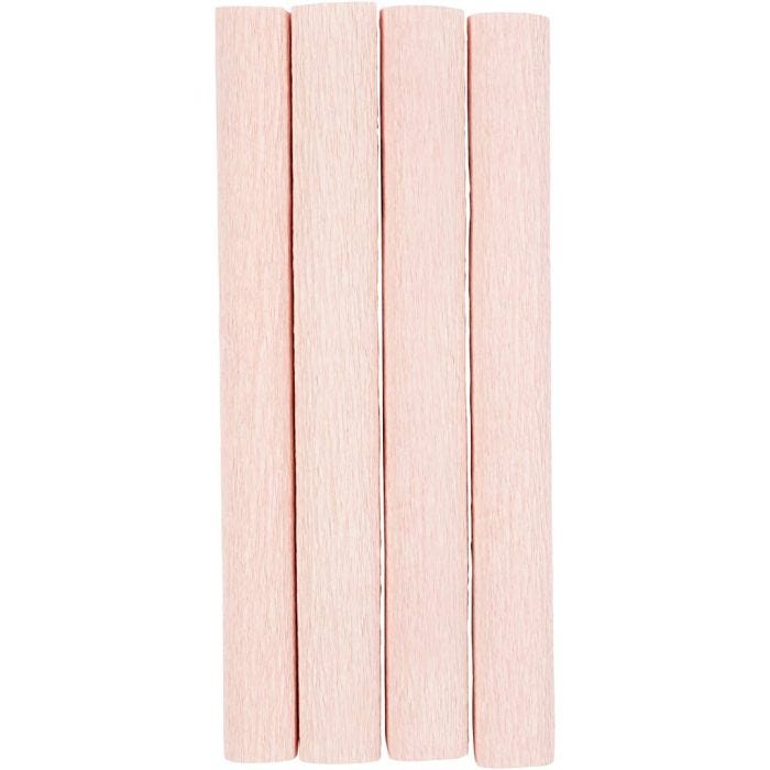 Kreppipaperi, arkki 25x60 cm, Jonka joustavuus: 180%, 105 g, pehmeä rose, 4 ark/ 1 pkt