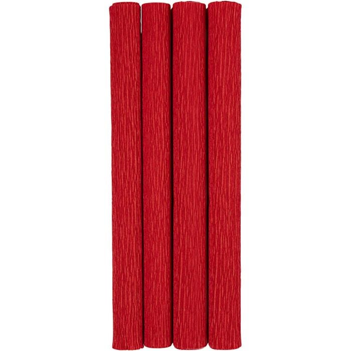Kreppipaperi, arkki 25x60 cm, Jonka joustavuus: 180%, 105 g, punainen, 4 ark/ 1 pkt