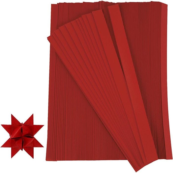 Paperisuikaleet, Pit. 45 cm, halk. 4,5 cm, Lev: 10 mm, punainen, 500suikaleet/ 1 pkt