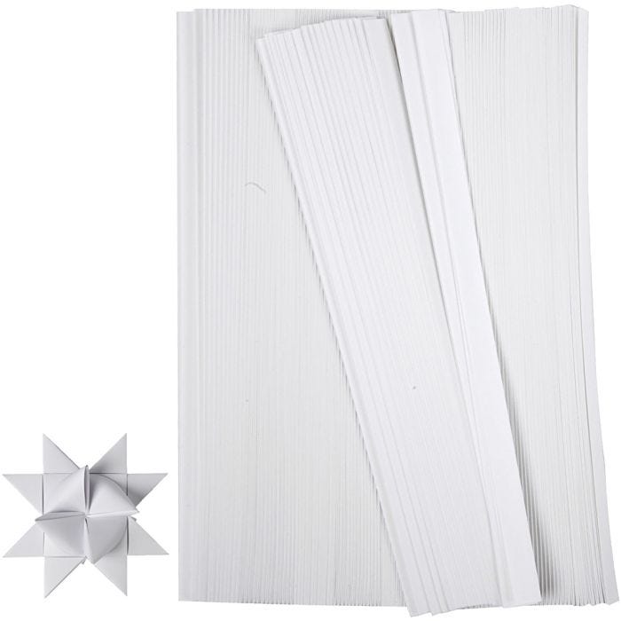 Paperisuikaleet, Pit. 45 cm, Lev: 15 mm, halk. 6,5 cm, valkoinen, 500suikaleet/ 1 pkt