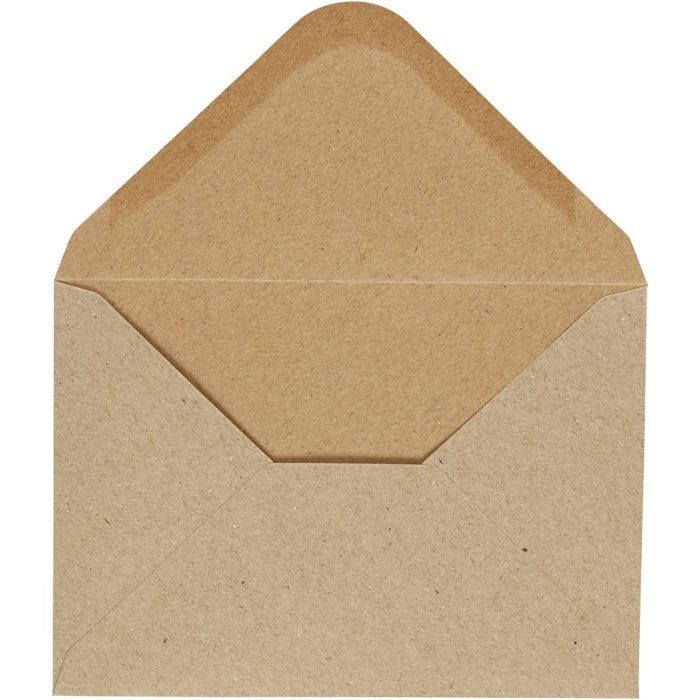 Kirjekuori, kirjekuoren koko 11,5x16 cm, 110 g, luonnonrusk., 10kpl/ 1 pkt