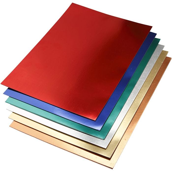 Metallikartonki, A2, arkki 420x594 mm, 280 g, värilajitelma, 30laj/ 1 pkt