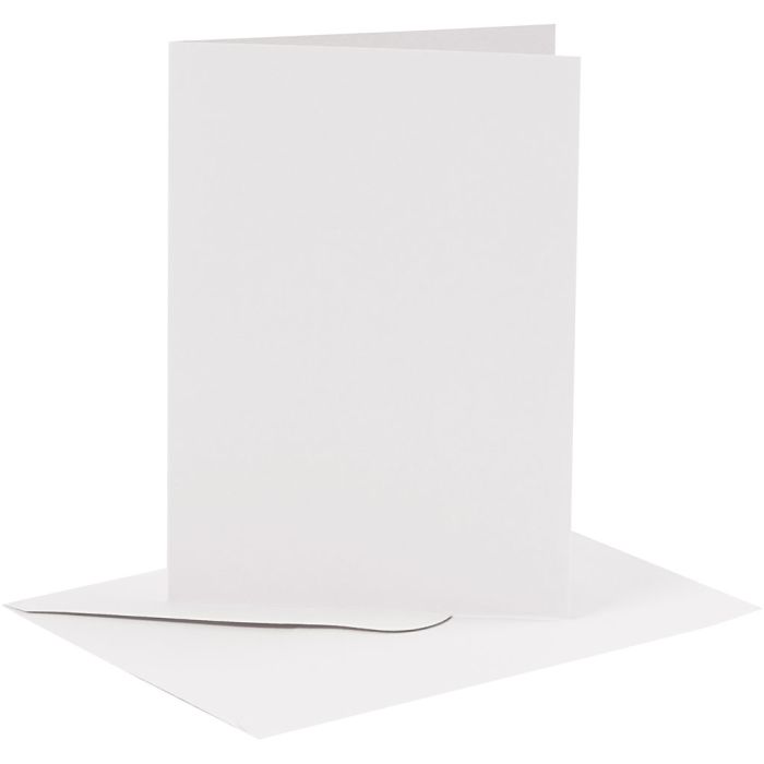 Korttipohja-/kirjekuoripakkaus, kortin koko 10,5x15 cm, kirjekuoren koko 11,5x16,5 cm, 110+230 g, valkoinen, 6 set/ 1 pkt