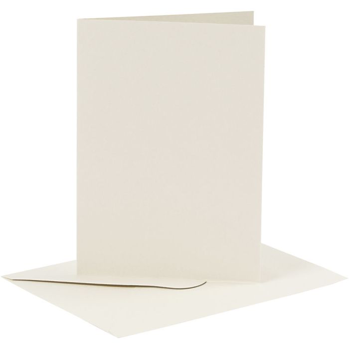 Korttipohja-/kirjekuoripakkaus, kortin koko 10,5x15 cm, kirjekuoren koko 11,5x16,5 cm, 110+230 g, luonnonvalkonen, 6 set/ 1 pkt