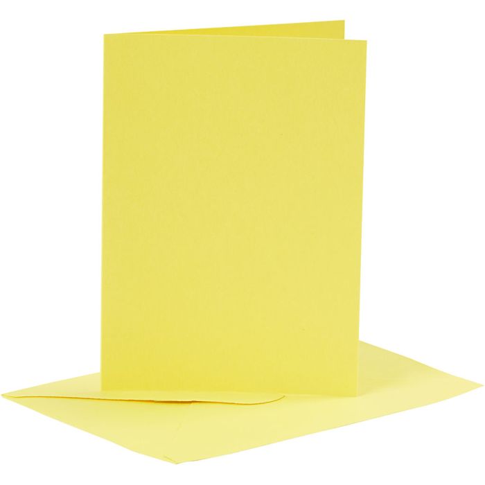 Korttipohja-/kirjekuoripakkaus, kortin koko 10,5x15 cm, kirjekuoren koko 11,5x16,5 cm, 110+220 g, keltainen, 6 set/ 1 pkt