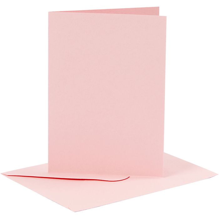 Korttipohja-/kirjekuoripakkaus, kortin koko 10,5x15 cm, kirjekuoren koko 11,5x16,5 cm, 110+220 g, rosa, 6set/ 1 pkt