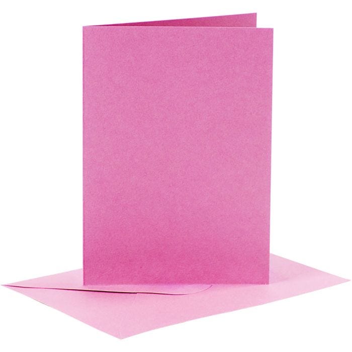 Korttipohja-/kirjekuoripakkaus, kortin koko 10,5x15 cm, kirjekuoren koko 11,5x16,5 cm, 110+220 g, pinkki, 6set/ 1 pkt
