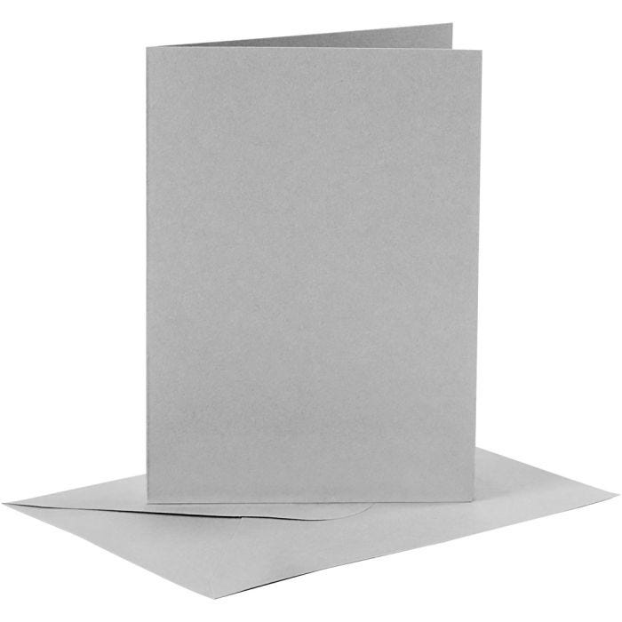 Korttipohja-/kirjekuoripakkaus, kortin koko 10,5x15 cm, kirjekuoren koko 11,5x16,5 cm, 120+210 g, harmaa, 6set/ 1 pkt
