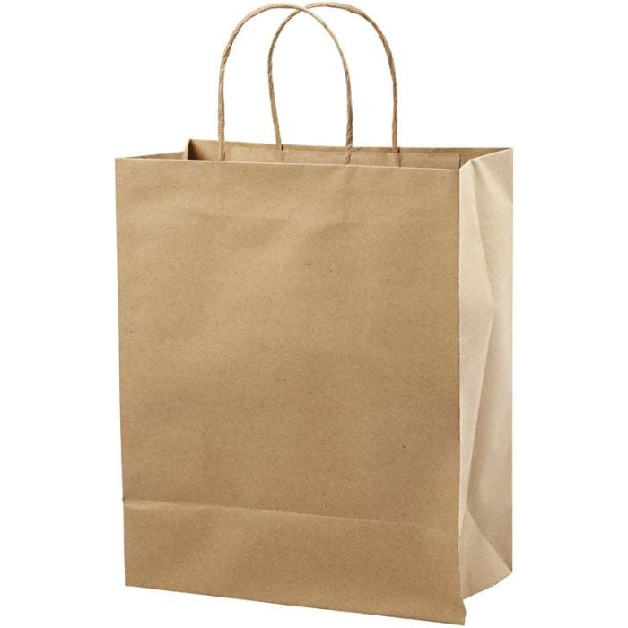 Paperipussi, Kork. 33 cm, Lev: 26x13 cm, 125 g, ruskea, 10kpl/ 1 pkt