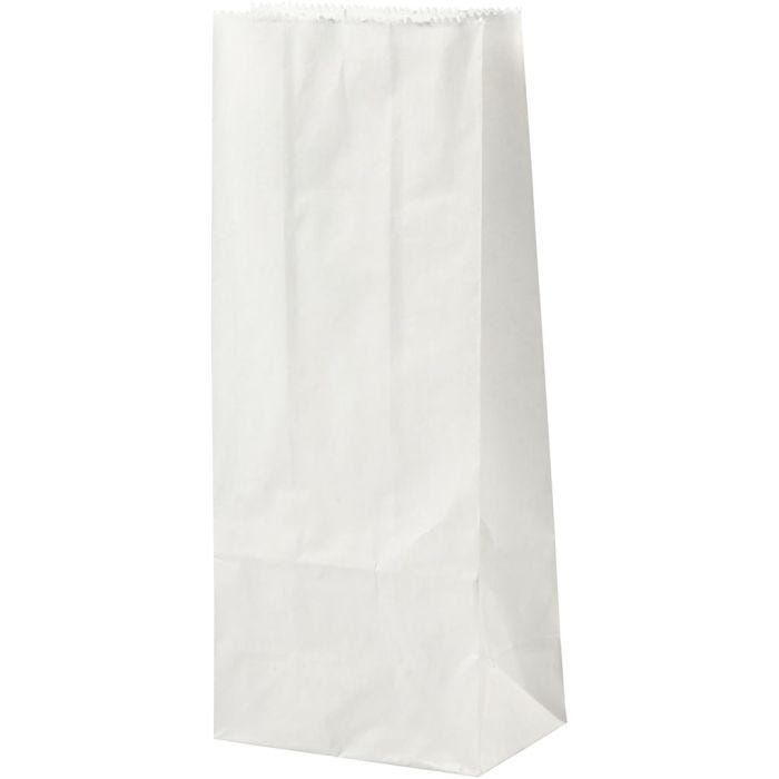 Paperipussi, Kork. 22 cm, koko 6,5x9 cm, 46 g, valkoinen, 100kpl/ 1 pkt