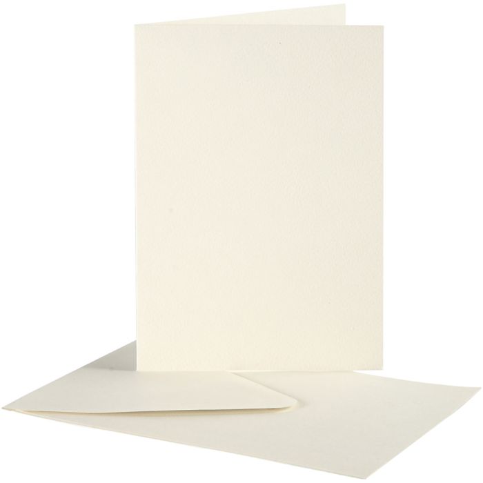 Korttipohjat kirjekuorineen, kortin koko 10,5x15 cm, kirjekuoren koko 11,5x16,5 cm, luonnonvalkonen, 10set/ 1 pkt